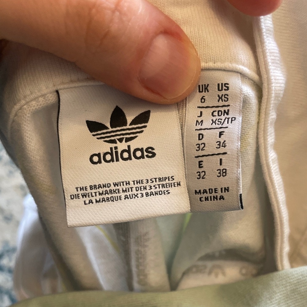 Cropped Long Sleeve Polo Shirt Striped Green White Size XS by Adidas Originals - Picture 5 of 5